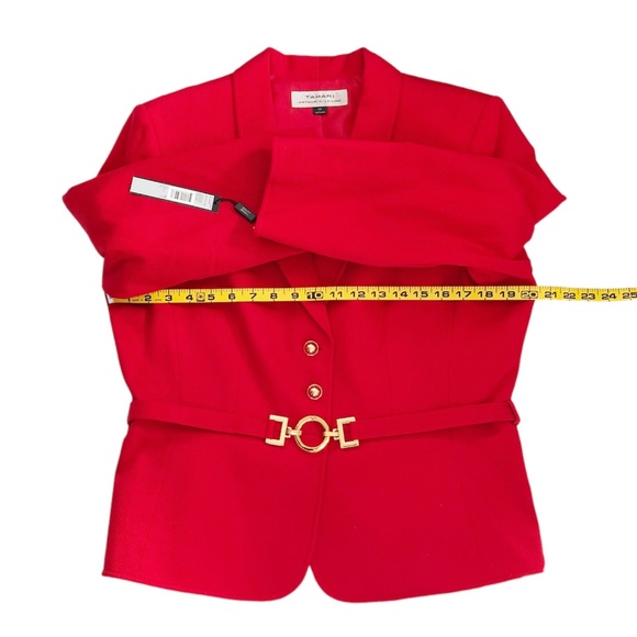 Tahari ASL Women’s Red Long Sleeve Belted Gold Hardware Skirt Suit Size 14 - Picture 6 of 14